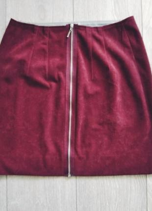 Шикарная винтажная бордовая велюровая юбка мини с молнией!!! винтаж!3 фото