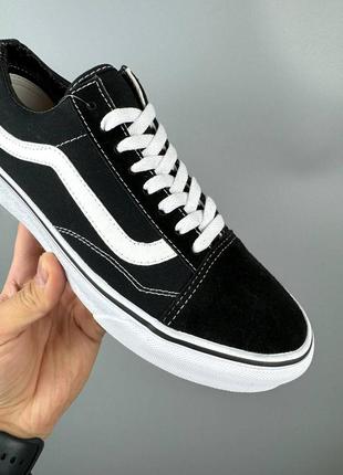 Мужские кеды ванс олд скул чёрные с белым / vans old skool2 фото