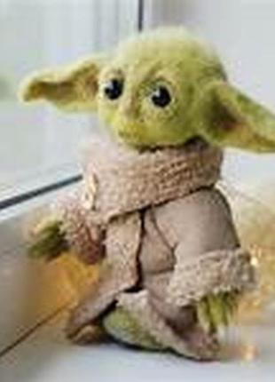 Baby yoda. мягкая, подвижная, скульптурная кукла беби йода. валяная 100% шерсть.