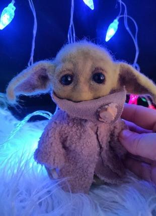 Baby yoda. м'яка, рухома, скульптурна лялька бебі йоду. валяне 100% вовна.6 фото