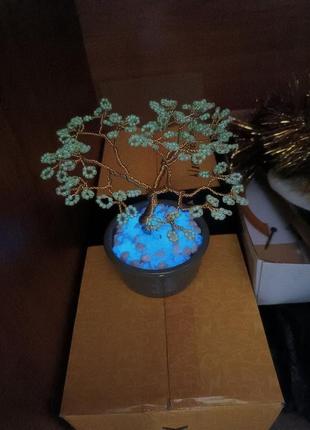 Дерево з алюмінієвого дроту (світится в темряві)5 фото