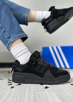 Женские кроссовки adidas forum low bad bunny black адедас форум черного цвета7 фото