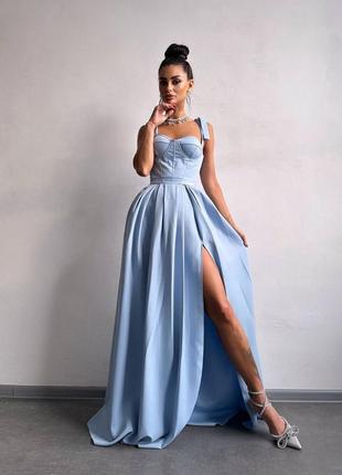 Блакитна сукня бʼюстьє, сукня з корсетом, сукня для дружки блакитна