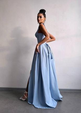 Блакитна сукня бʼюстьє, сукня з корсетом, сукня для дружки блакитна