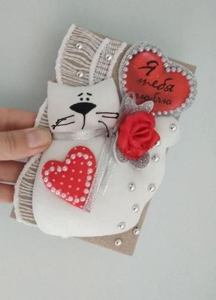 Открытка валентинка с котом2 фото