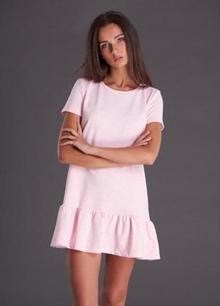Розовое трикотажное платье, размер s
