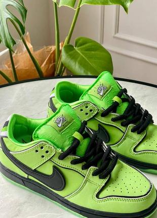 Женские кроссовки найк сб данк лоу зелёные / nike sb dunk low the powerpuff girls buttercup fz8319-3009 фото