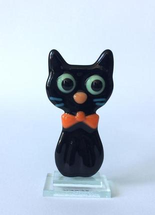 Фігурка із скла котик чорний1 фото