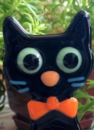 Фігурка із скла котик чорний2 фото