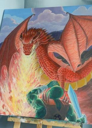 Картина фэнтэзи акрилом - дракон