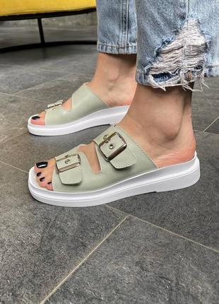 Жіночі шкіряні шльопанці в різних кольорах, велика палітра кольорів ❤️ якість та ціна від виробника, харківське взуття4 фото