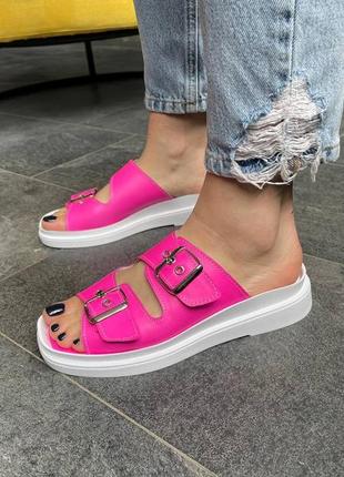 Жіночі шкіряні шльопанці в різних кольорах, велика палітра кольорів ❤️ якість та ціна від виробника, харківське взуття2 фото