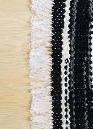 Тканый коврик дорожка черно-белый 48*78 см6 фото