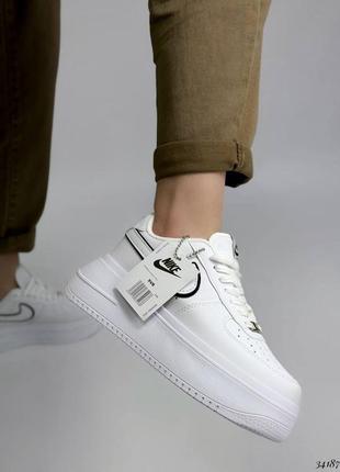 ▪️кросівки «nike air force» жіночі нові бірка білі висока масивна танкетка платформа підошва лого найк ейр найки шкіряні(еко шкіра)весна літо осінь1 фото