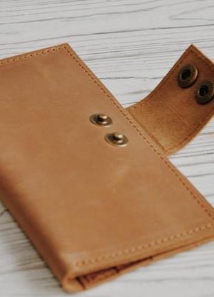 Шкіряний гаманець "валлі" у рудому кольорі5 фото