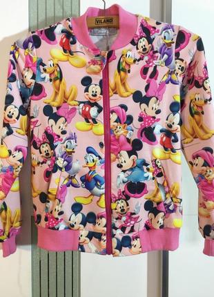 Бомбер для девочки .кофточка с микки маусами. размер 134