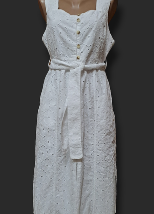 Белое хлопковое платье на подкладке4 фото