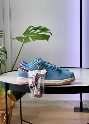 Женские кроссовки найк сб данк лоу синие / nike sb dunk low philadelphia phillies4 фото