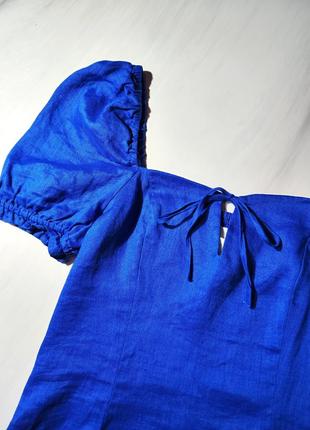 Н&amp;м💔 великолепный синий льняной топ блуза с обильными рукавами4 фото