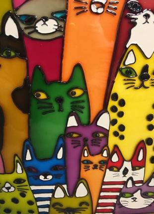 Картина на стекле. 50 ярких котов.2 фото