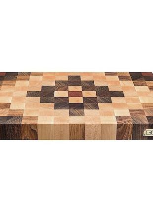 Торцевая разделочная доска cubo ornament big (дуб,орех,клен,мербау,граб) 40x29x4см3 фото