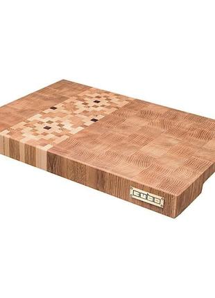 Торцевая разделочная доска cubo oak ornament (дуб,клен,орех) 40x29x4см