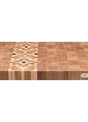 Торцевая разделочная доска cubo oak ornament (дуб,клен,орех) 40x29x4см2 фото