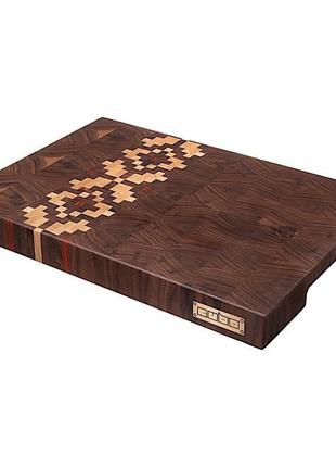 Торцева обробна дошка cubo walnut ornament (горіх,клен,падук) 40х29х4см1 фото