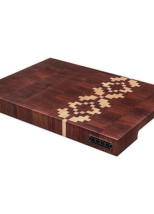 Торцевая разделочная доска cubo sapele ornament (сапеле,клен,мербау) 40x29x4см