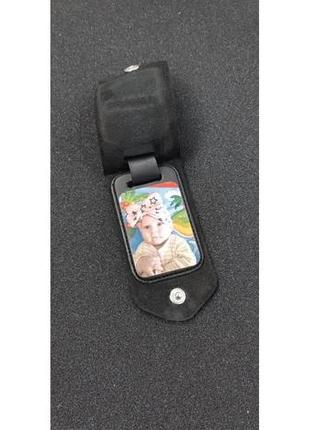 Кожаный брелок для ключей с фото и гравировкой