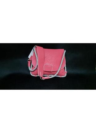 Рожева річна шкіряна сумка1 фото