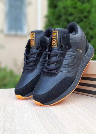 Чоловічі кросівки adidas iniki black/orange чорний з оранжевим високі