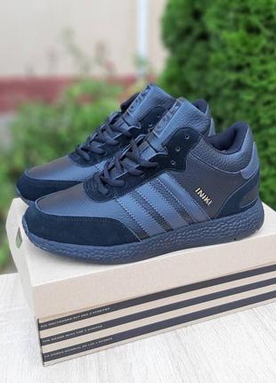 Чоловічі кросівки adidas iniki black чорні високі