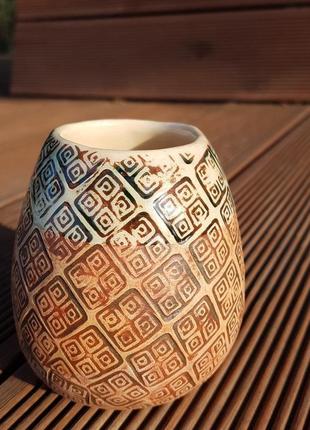Калабас из керамики с геометрическим декором1 фото