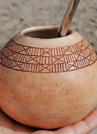 Керамічний калабас з перуанським орнаментом інка4 фото