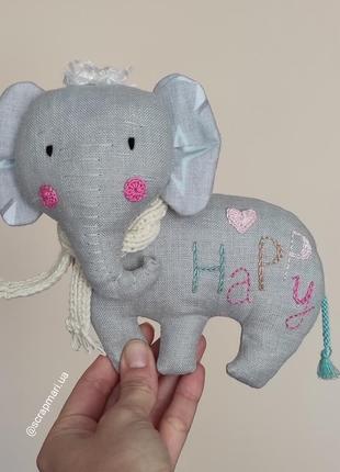 Мягкая игрушка happy слон ручной работы