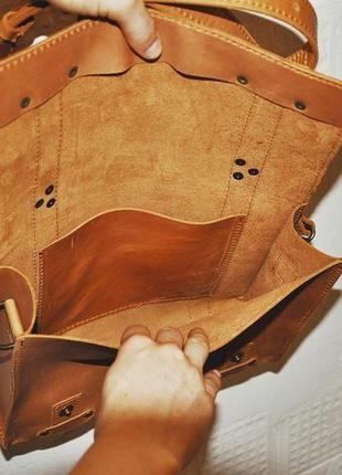 Шкіряна сумка хэйзи в рудому кольорі7 фото