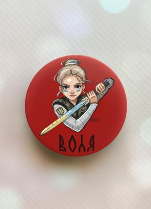 Тримач для смартфона / планшета попсокет popsocket червоний :: українська захисниця (принт 170)