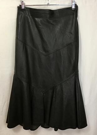 Винтажная кожаная юбка миди из натуральной кожи vintage
