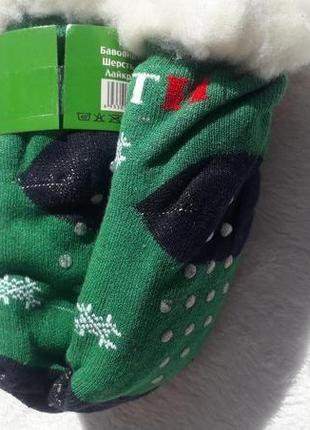 Термошкарпетки дитячі антиковзкі. вік 1-2 роки. довжина 12-14 см. зелений4 фото