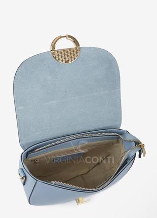 Кожаная сумка через плечо голубого цвета vera pelle итальянская сумка2 фото