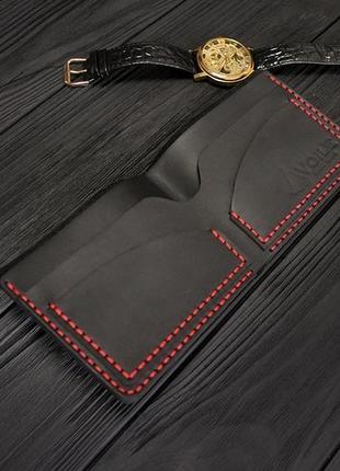 Чоловічий шкіряний гаманець voile mw2-blk-red чорний3 фото