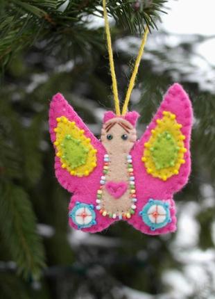 Подвесная игрушка бабочка для новогоднй ёлки коляски6 фото