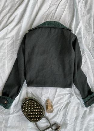Шерстяной пиджак вынтаж укороченный винтажный пиджак4 фото