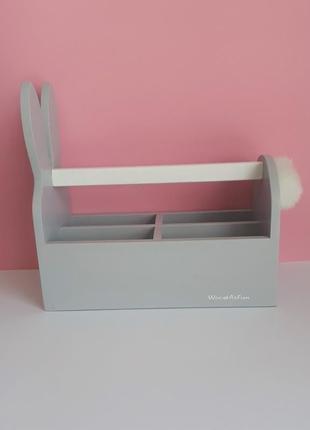 Ящик-зайчик для канцелярии, карандашей, ручек и мелких игрушек. woodasfun6 фото