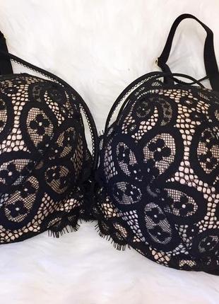 Новий.бюст пуш-ап бренду victoria’s secret 32dd very sexy push-up bra black beige оригінал