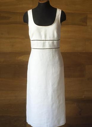 Біла льняна літня сукня міді жіноча escada, розмір xs, s
