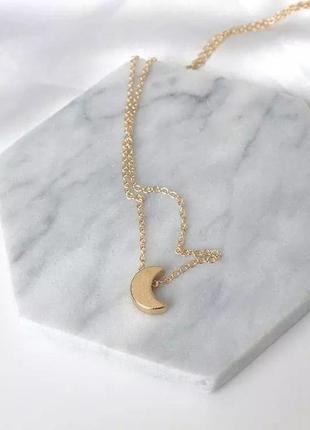 Цепочка с кулоном полумесяц, ожерелье подвеска луна золото чокер тренд минимализм9 фото