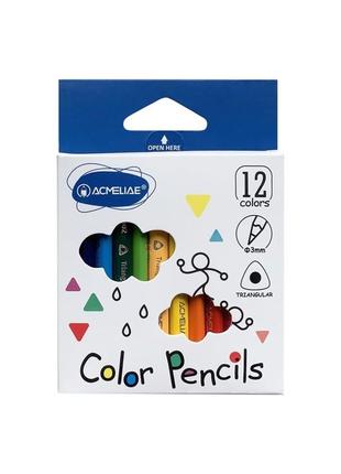 Набір олівців 12 кольорів acmeliae 3,0 мм, трикутний корпус 9602-12