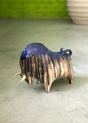 Статуэтка бык керамический в глазури2 фото